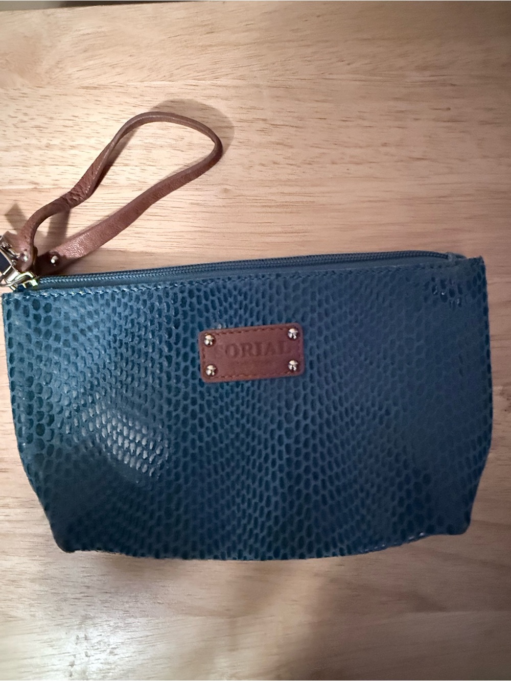 Sorial Leather Teal Wristlet Pouch
